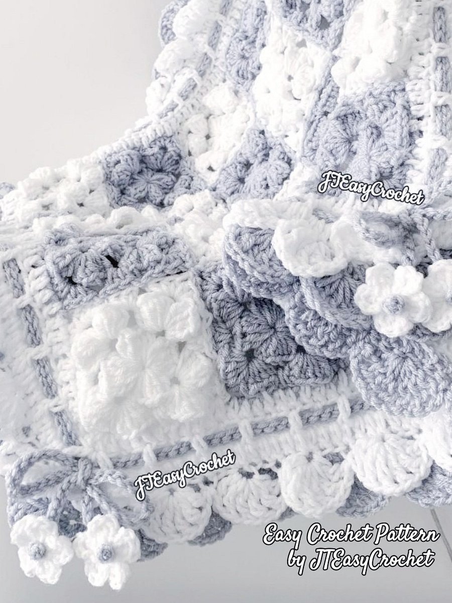 Textured Granny Squares Blanket Crochet Pattern,PDF Instant Download product image (3)