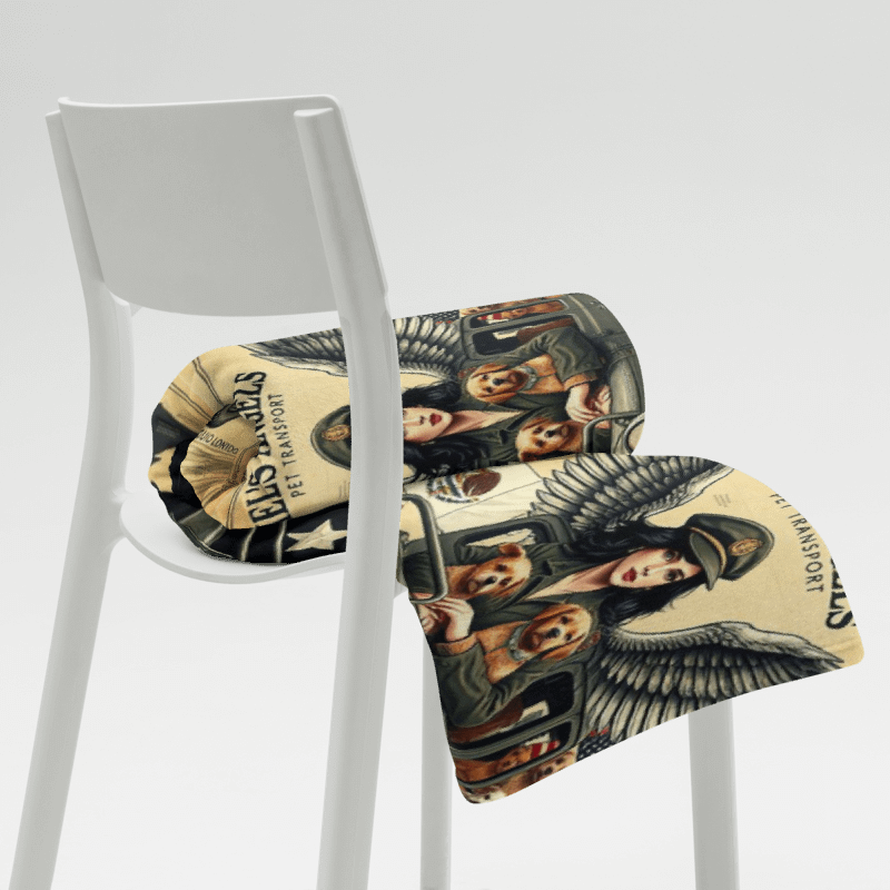 Mel’s Angels Vintage Military Jeep Dog Lover Throw Blanket – Adventure Travel Pet Art, Mexico US Design, Cozy Dog Gift product image (16)