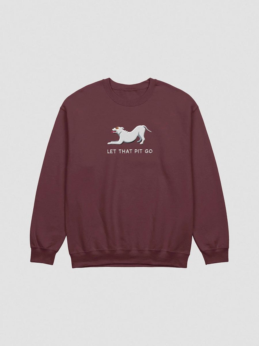 Let That Pit Go Sweatshirt(Embroidered) of a Pitbull Terrier(White) product image (4)
