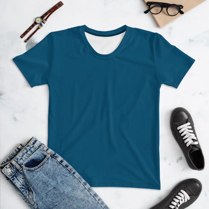 Plain Dark Blue True Summer Women's Crewneck Polyester Heavyweight Premium T-Shirt by Treasure Pie product image (1)