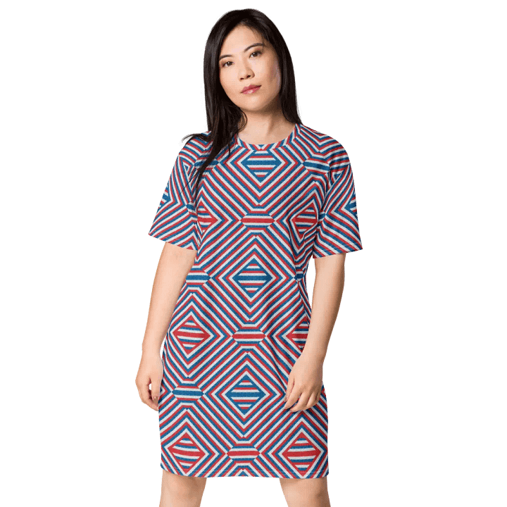 Women's | New England Tidal Treasures | T-Shirt Dress | Seashell Print, Oversized & Comfy | Geometric Mod product image (2)