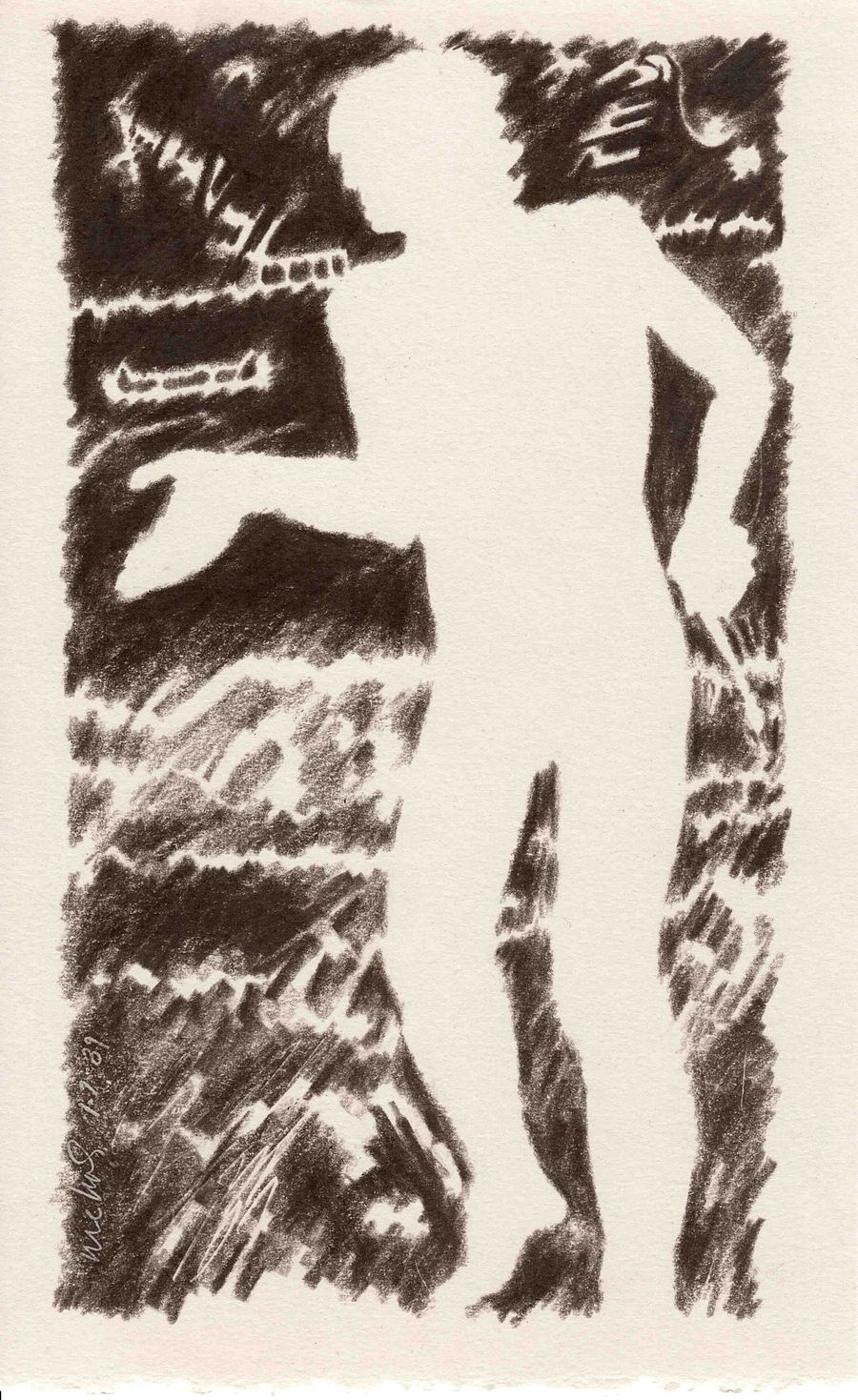 Man with Paintbrush (sepia) 01.07.90 print product image (1)