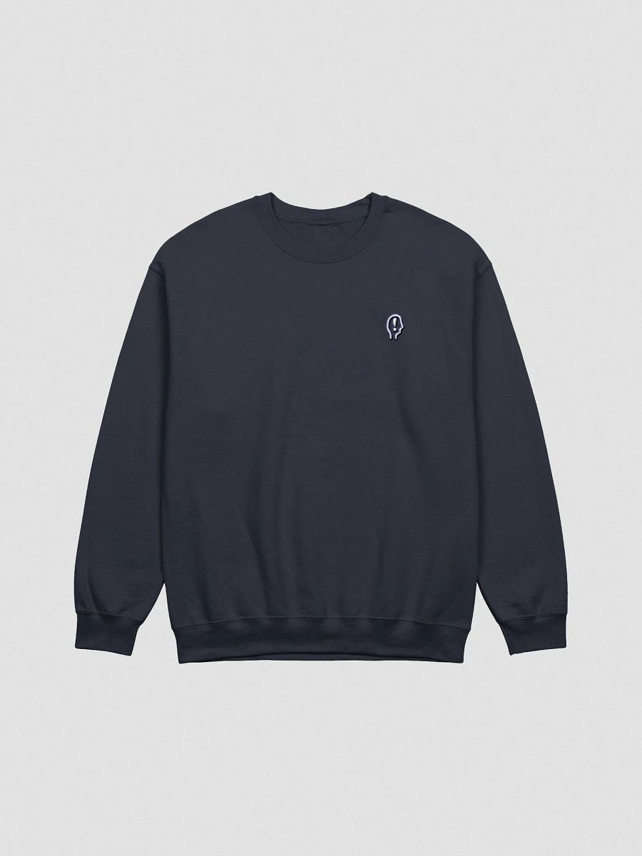 EXCLAIMING MENTALLY (L.C. navy and white design) embroidered crewneck product image (1)