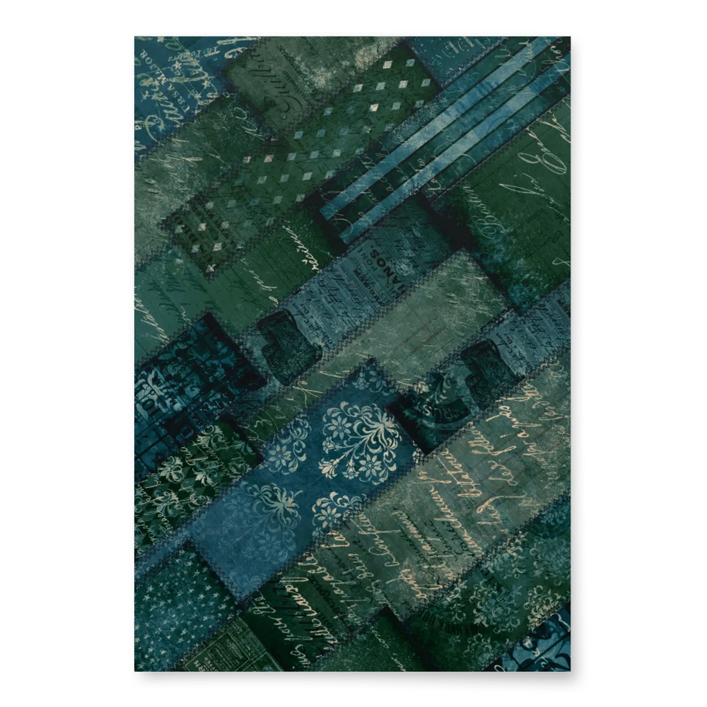 Elegant Vintage Green Blue Script Wrapping Paper product image (6)