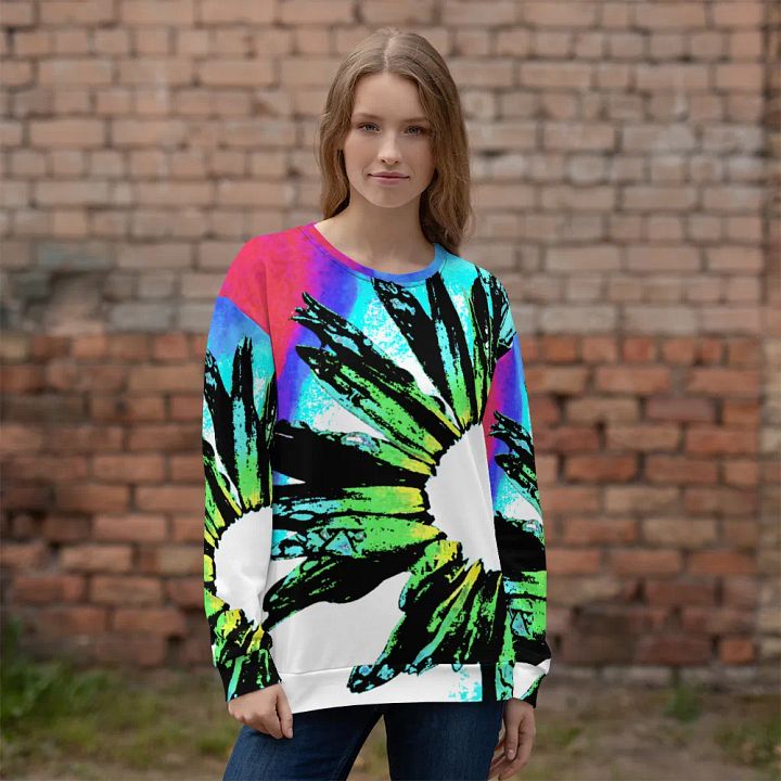Abstract Vibrant Green Daisy Unisex Sweatshirt product image (2)