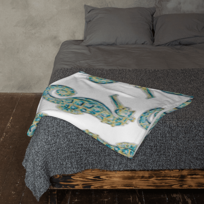Painted Seahorses on White | Cozy Coastal Throw Blanket | by Monique Faella Designs™ product image (10)