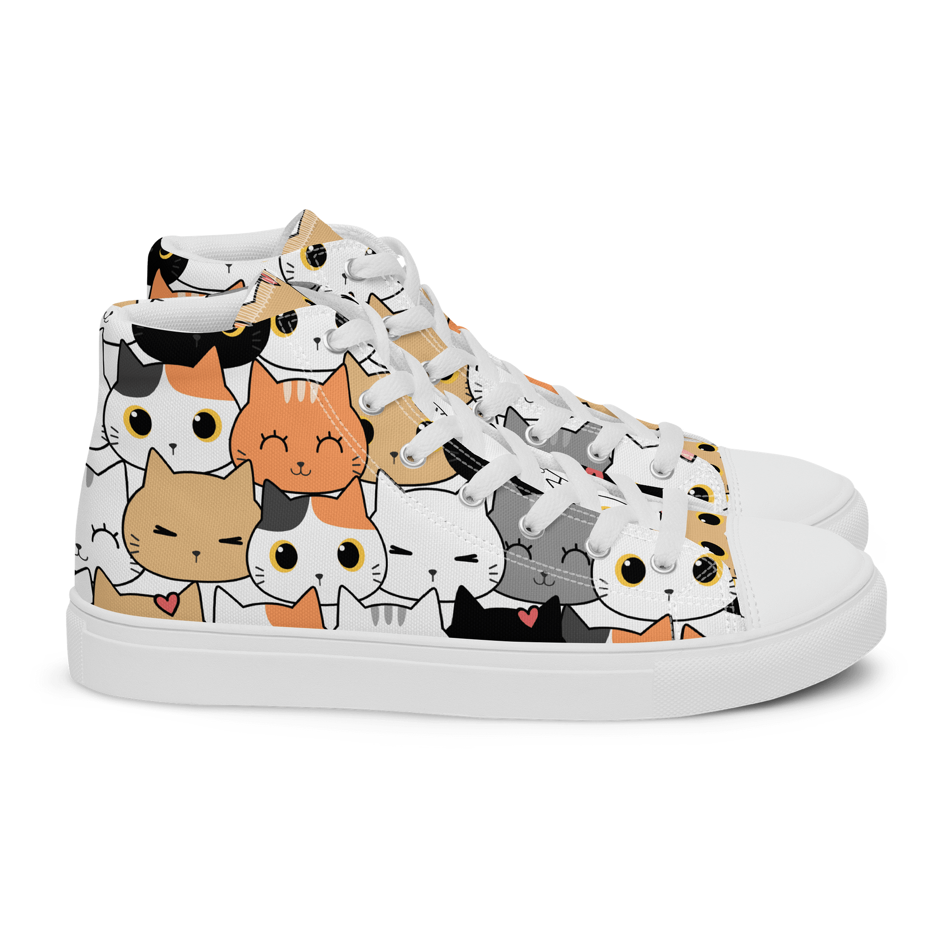 Whimsical Cat Faces High Top Canvas Shoes product image (2)