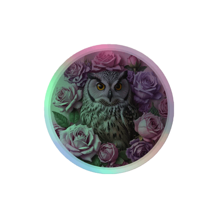 Mystical Owl and Roses Holographic Sticker Sheet product image (2)