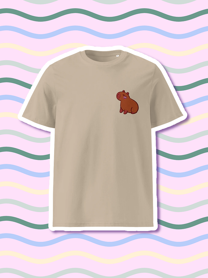 Cute Embroidered Capybara Organic Cotton T-Shirt product image (1)