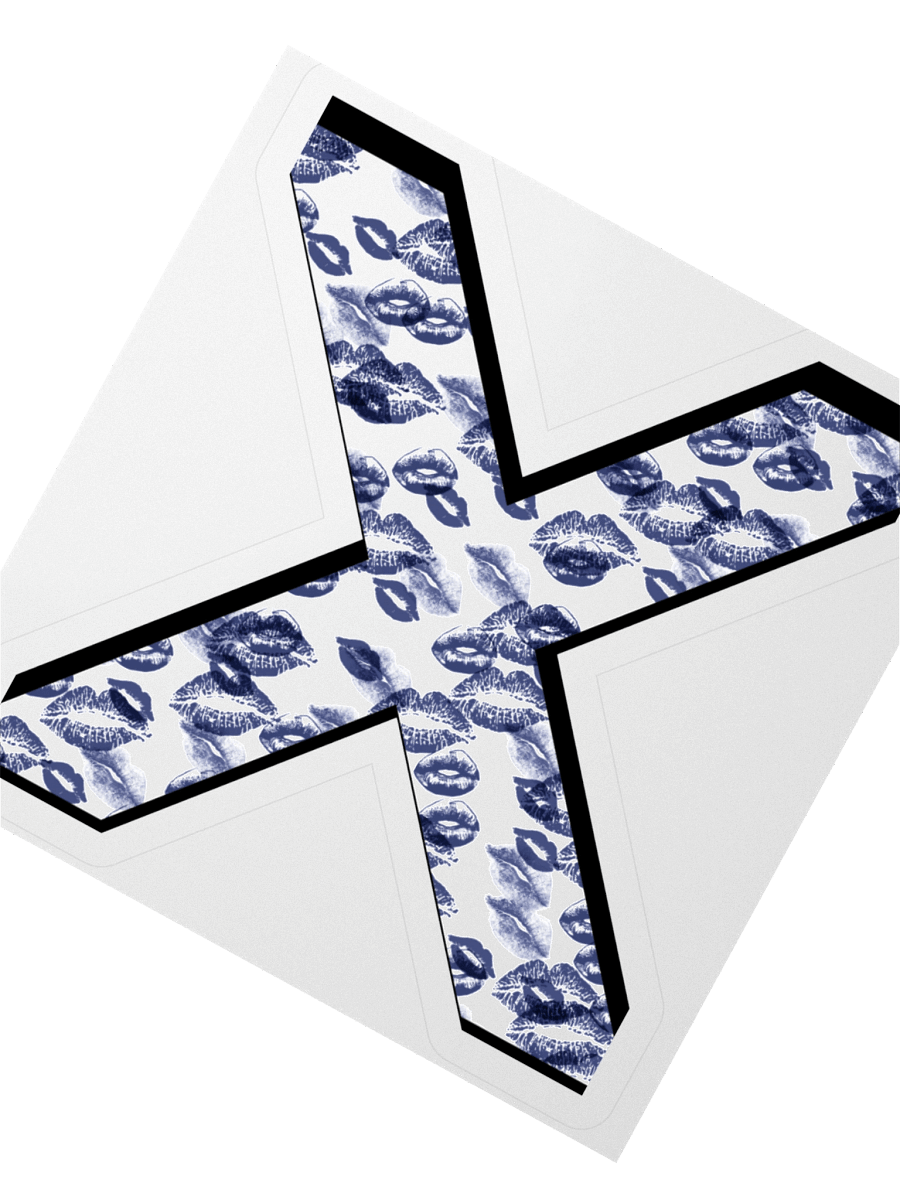 White X Dark Blue Lipstick Kisses | Kiss-cut Sticker product image (2)