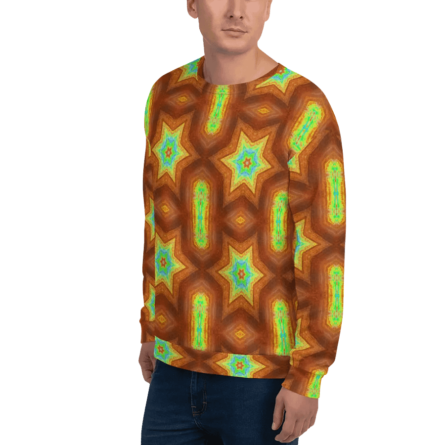 Abstract Retro Repeating Stars Unisex All Over Print Sweatshirt product image (4)
