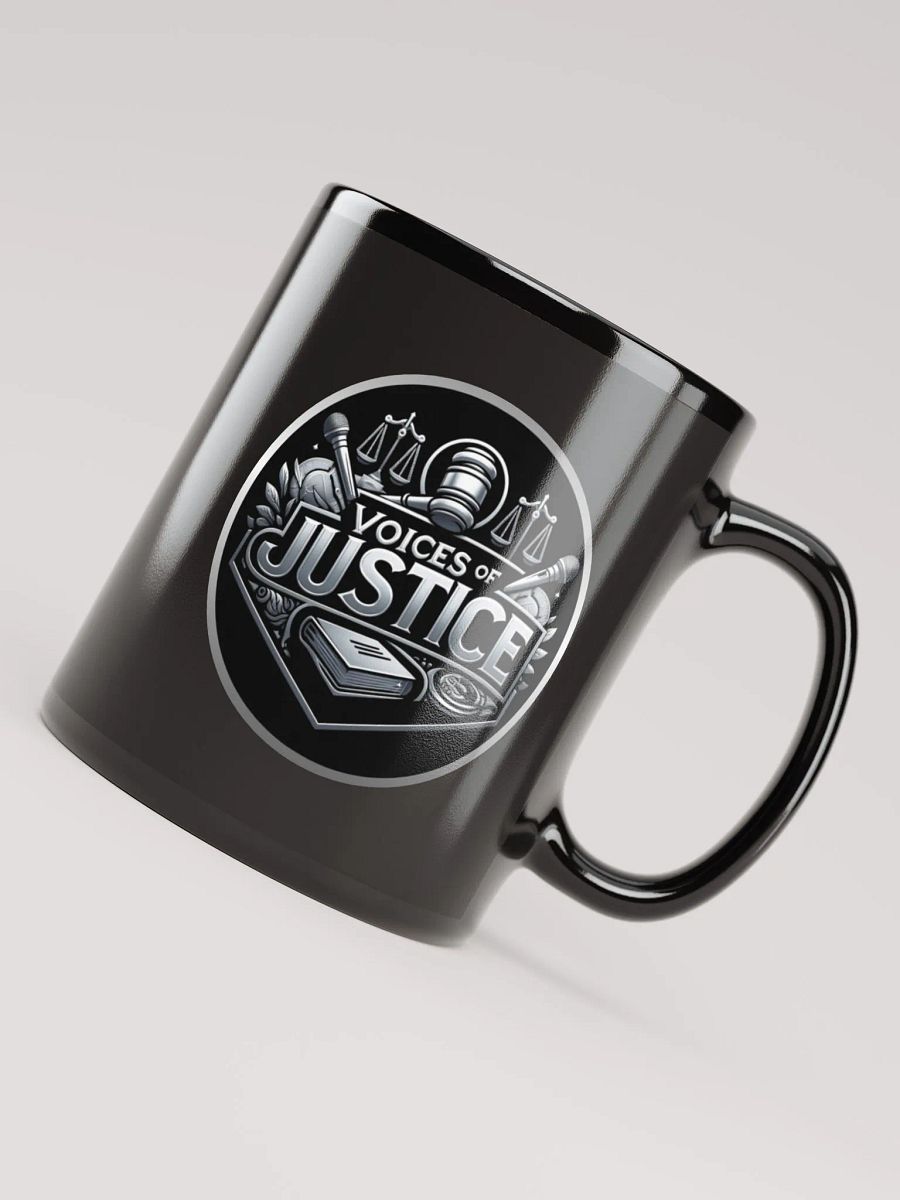 Voices of Justice Emblem Black Glossy Mug product image (4)