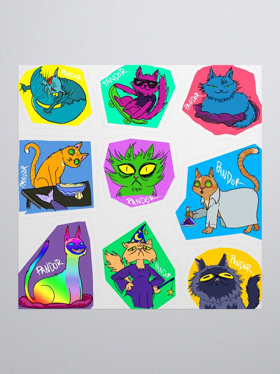 Stickersheet of Fantasmic Scrungled Cats from Pandor's Laboratory product image (1)