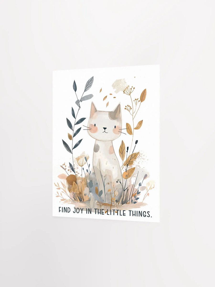 Whimsical Grey Kitten with Blue and Brown Botanicals product image (2)