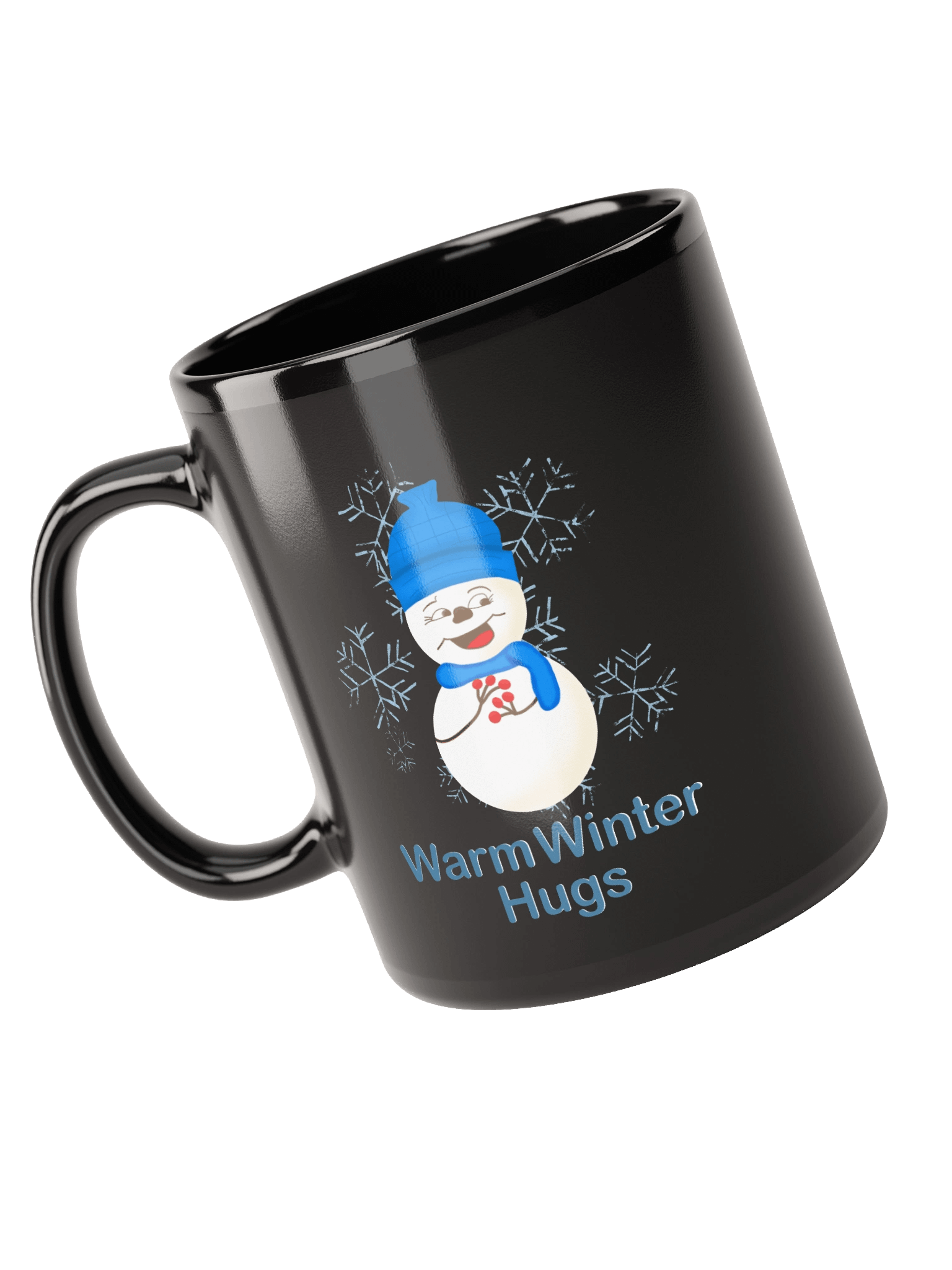 Snowman Hugs Loading Snowman Black Mug product image (2)