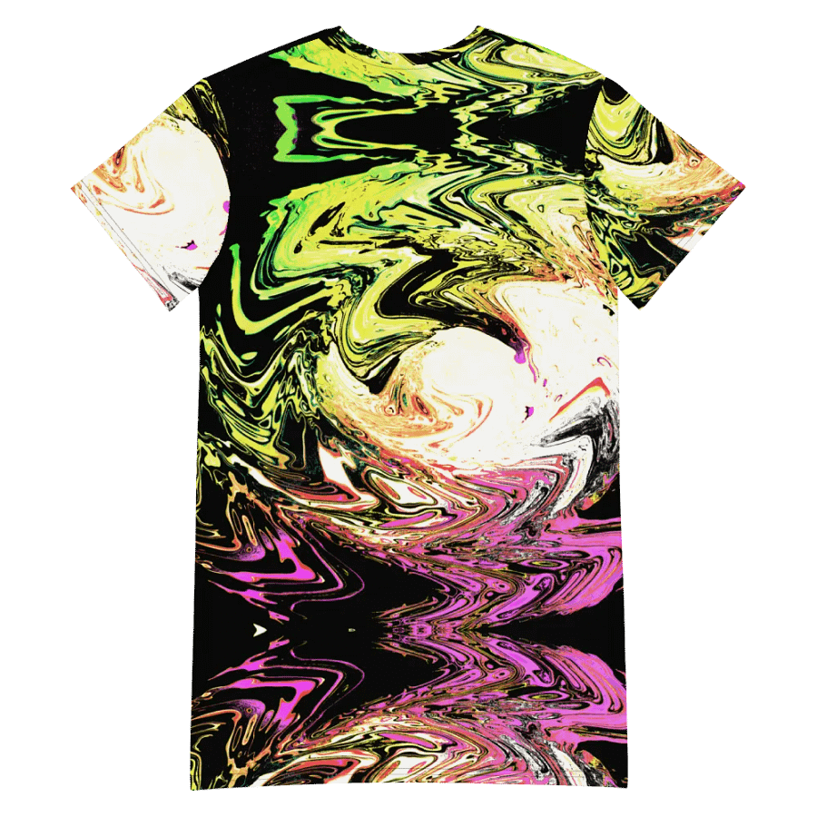 Abstract Neon Daisy Swirl Ladies T Shirt Dress product image (7)
