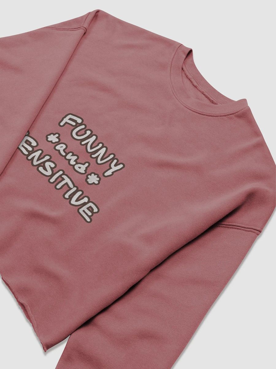 FUNNY *and* SENSITIVE (lined design, #503E36) women’s fleece crop sweatshirt product image (21)