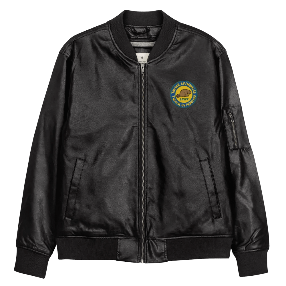 Embroidered SASPR Faux Leather Bomber product image (10)