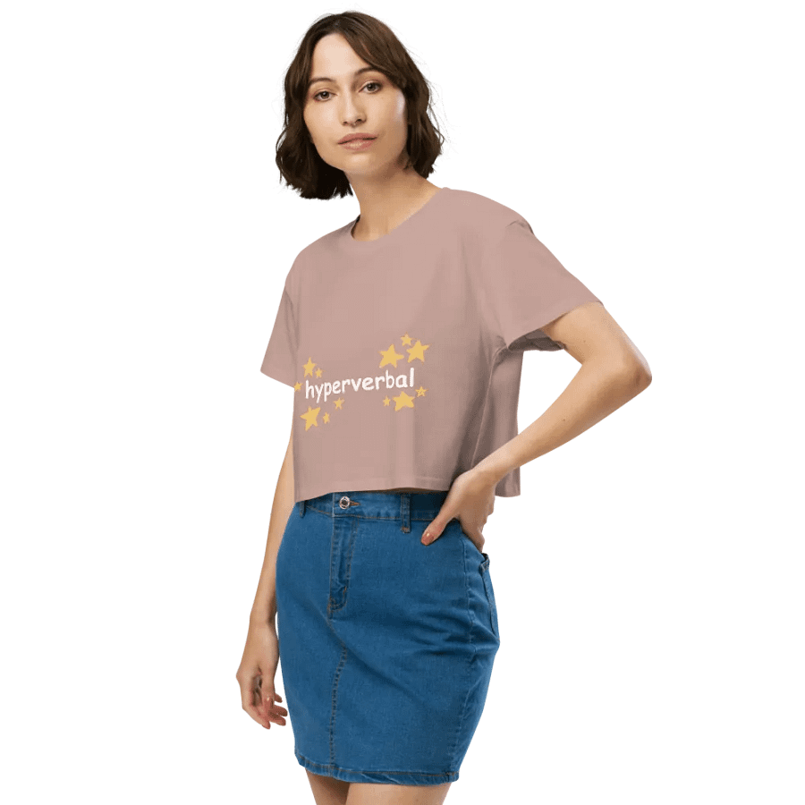 hyperverbal (comic sans with stars) printed crop top product image (48)