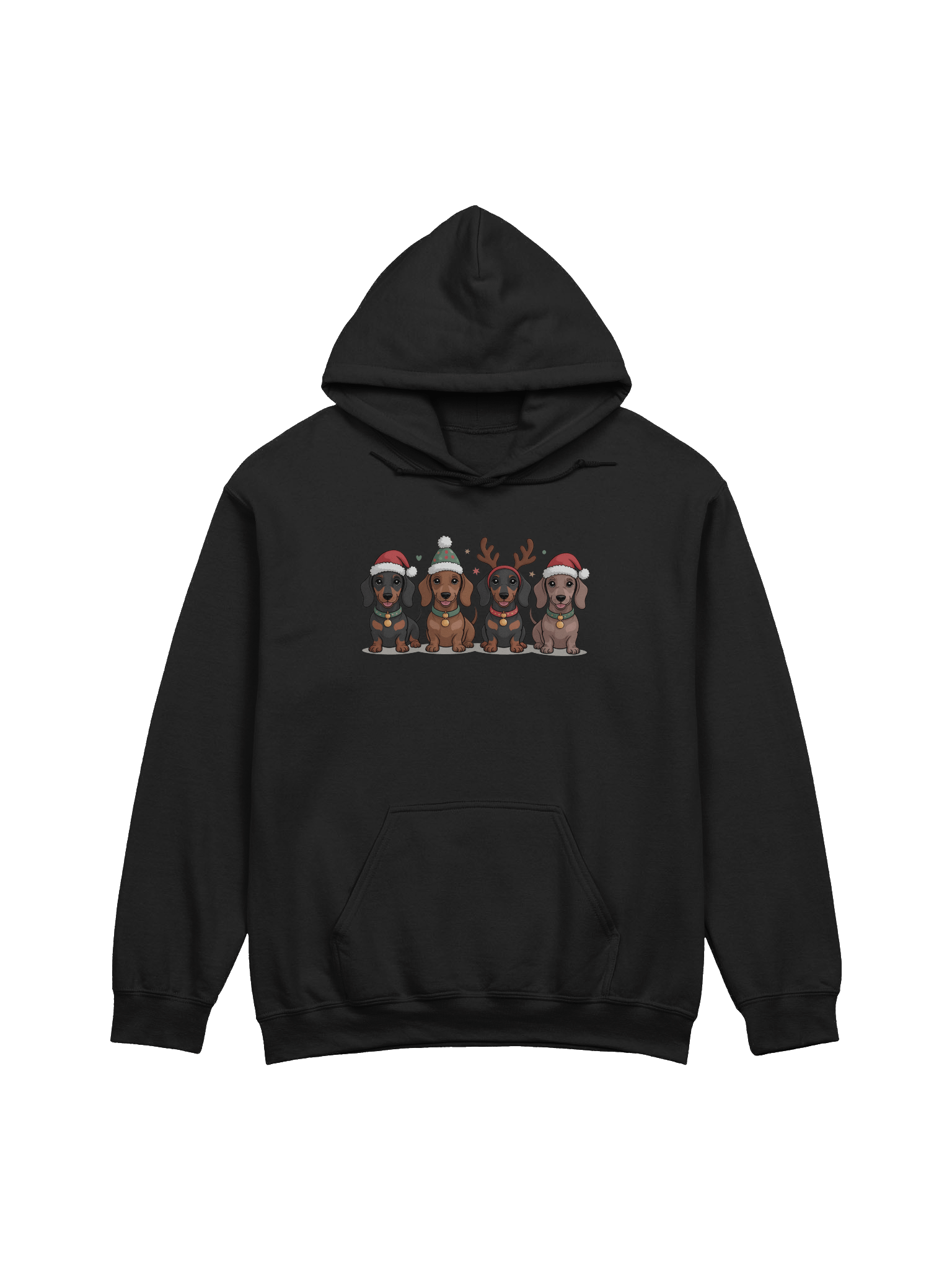 Holiday Dachshund Puppies Hoodie – Cute Christmas Wiener Dog Art product image (1)