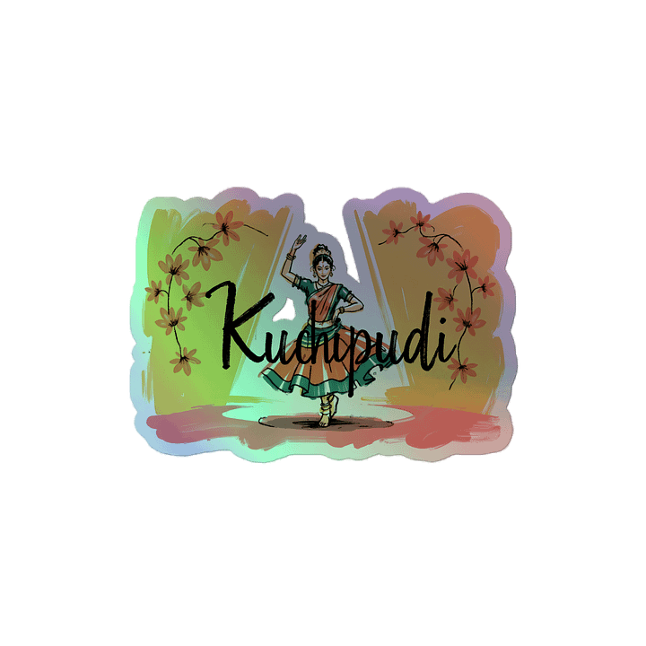 Vibrant Kuchipudi Dance | Traditional Indian Art Holographic Sticker product image (2)