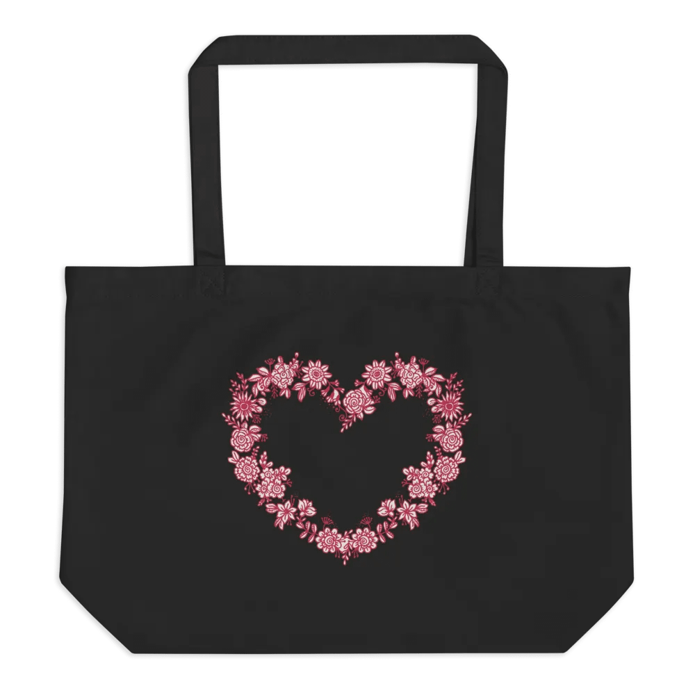 Red Floral Heart Organic Cotton Tote Bag product image (5)