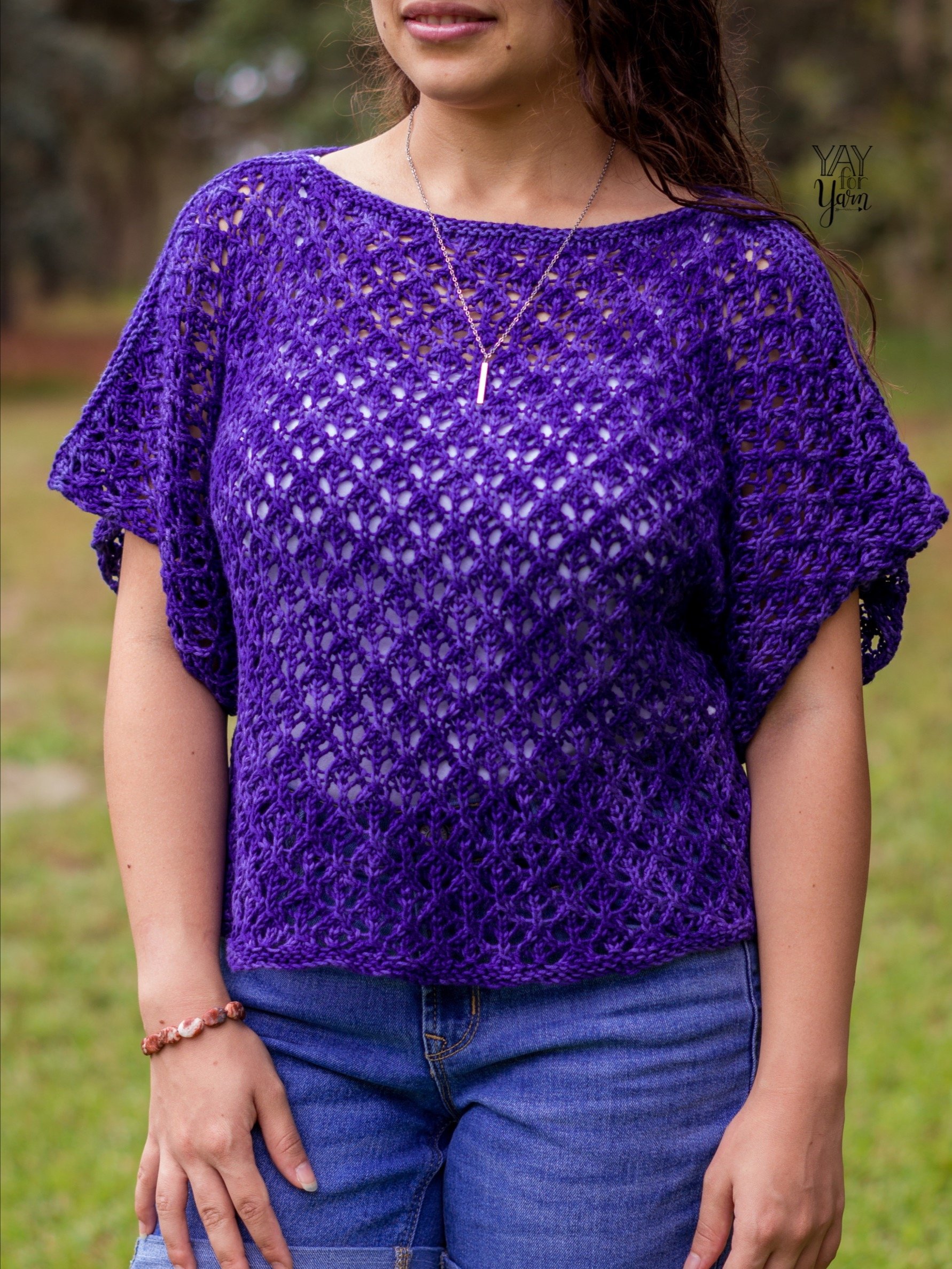 UltraViolet Tee - Lace Top PDF Knitting Pattern & Video Tutorial product image (3)
