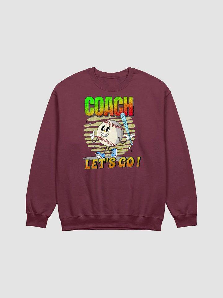 Retro Mascot Coach Lets Go Baseball Playtime Crewneck Sweatshirt product image (9)