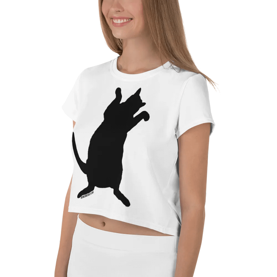 Dancing for Demeowcracy Black Cat Silhouette Crop Tee product image (8)