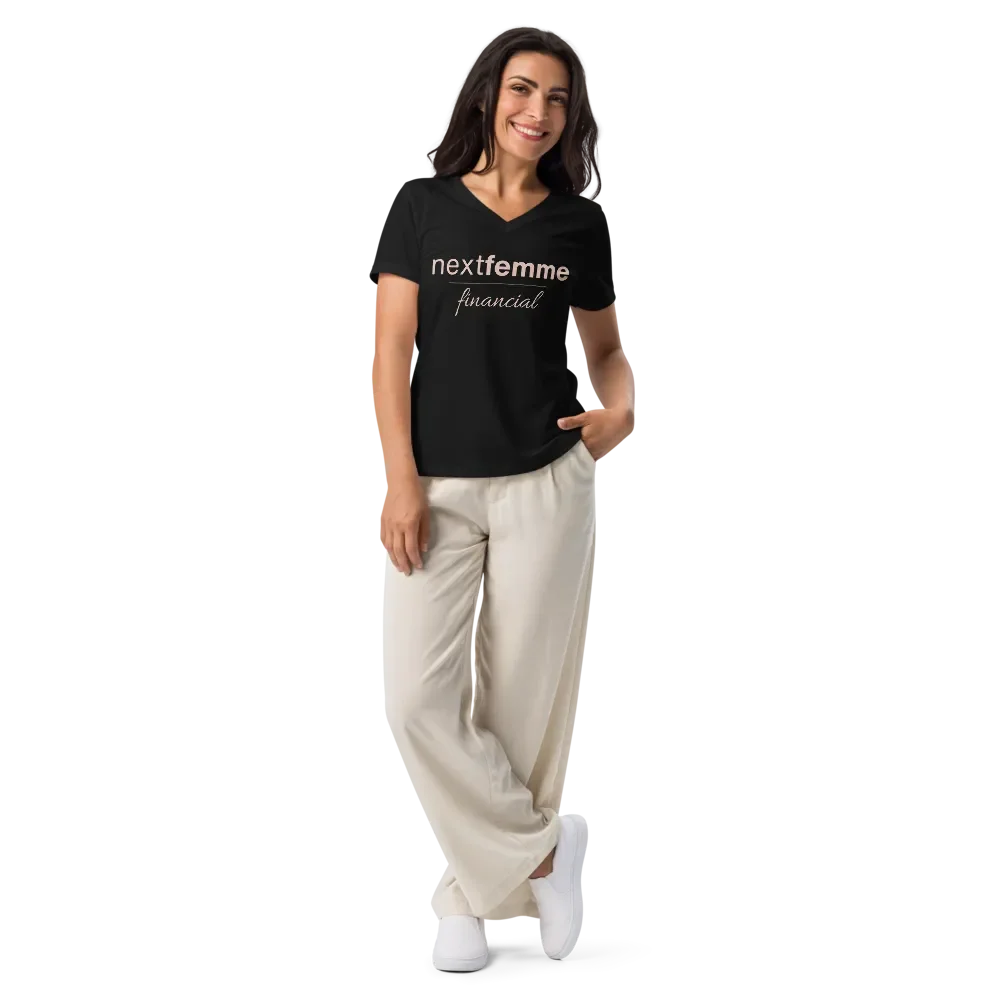 Relaxed V-Neck Tee with Pink Logotype product image (3)