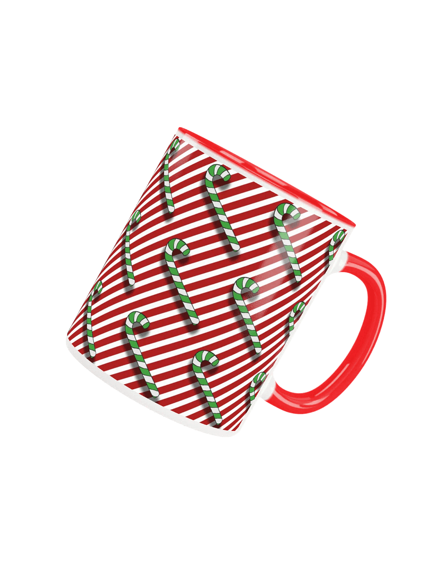 Green Candy Canes on Red Peppermint Stripe Ceramic Mug product image (4)