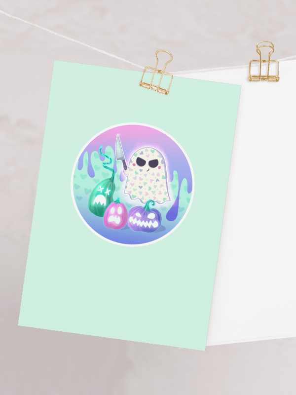 Pastel Little Ghost Pumpkin Carver #2 - Greeting Card product image (3)