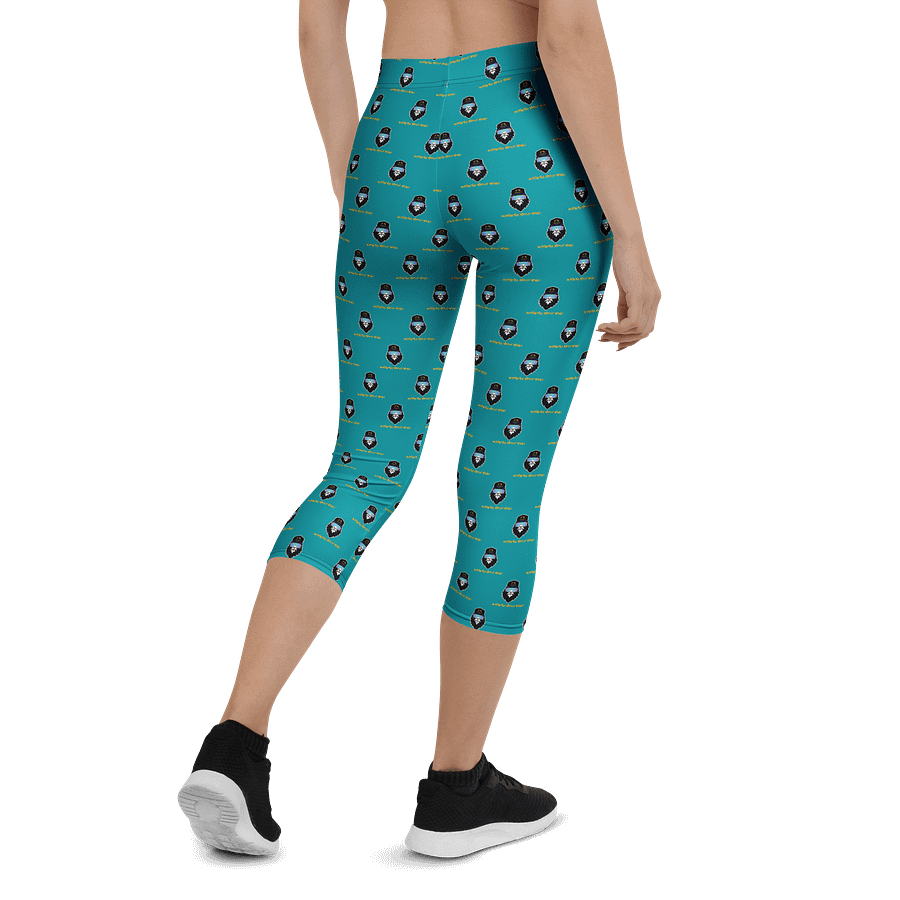 Synthsquatch Fitness Bigfoot Monogram Logo All-Over Print Capri Leggings (Teal) product image (2)