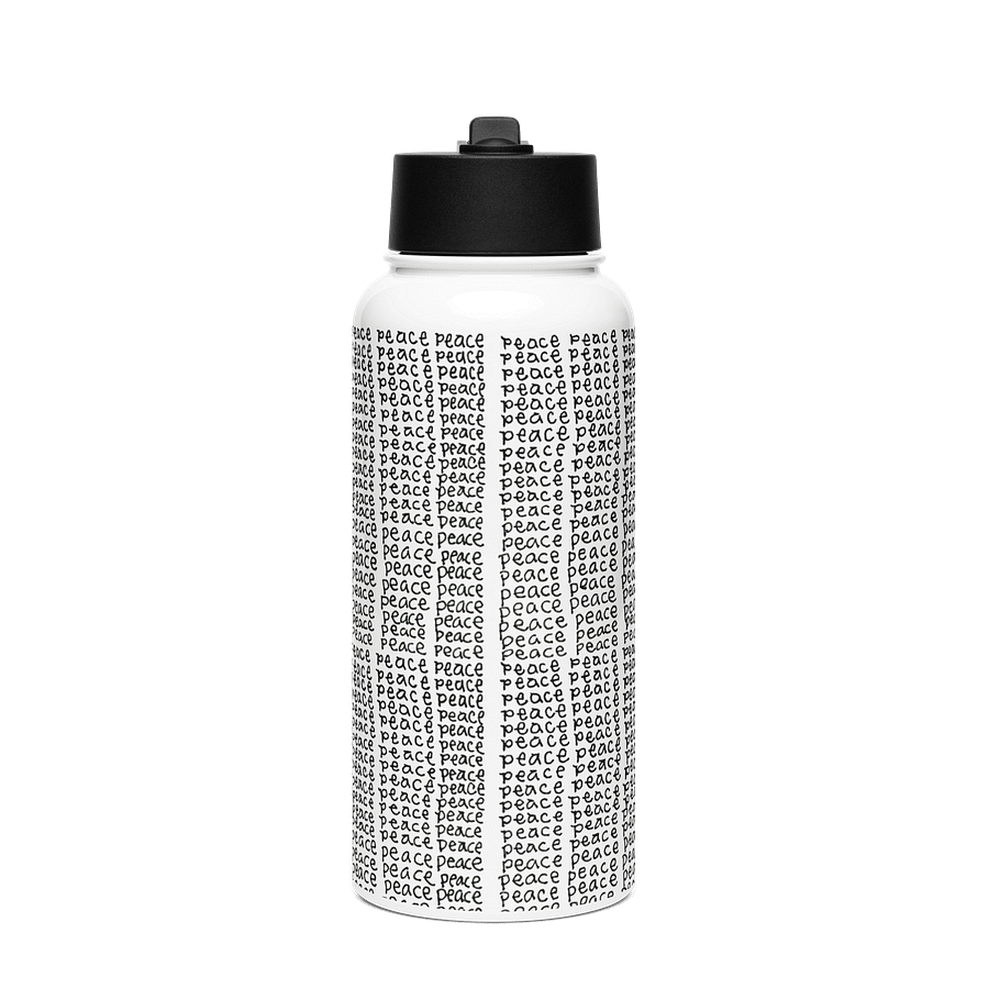 Peace 2 Stainless Steel Water Bottle with a Straw Lid in White product image (1)