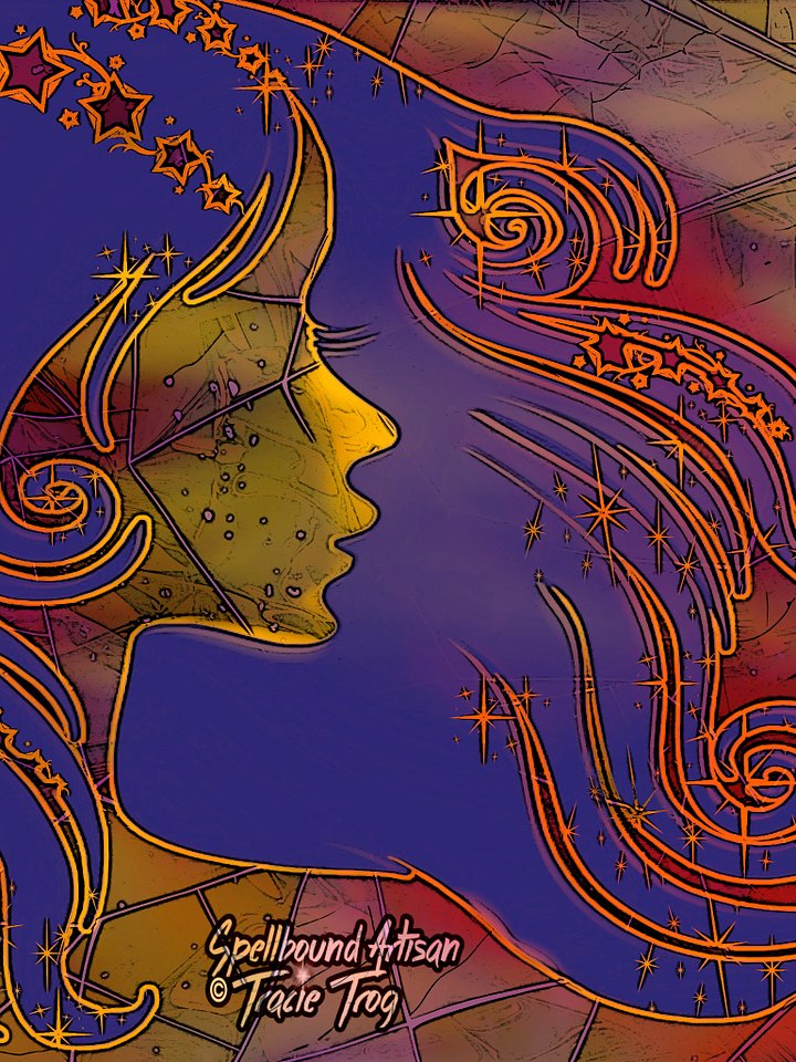 Autumn Goddess by Spellbound Studio | Silhouette Art, Fall Stained Glass Digital Download product image (1)