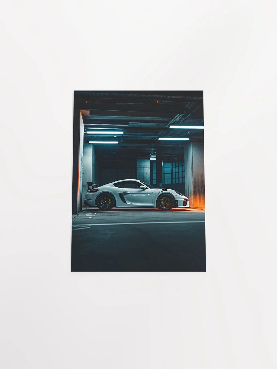 Porsche Cayman parked in underground parking by night (Poster) product image (49)