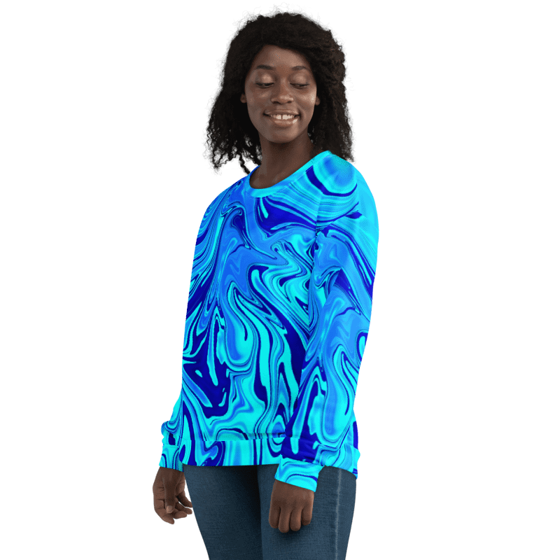 Sweatshirt - Light and Dark Blue Digital Fluid Art product image (2)