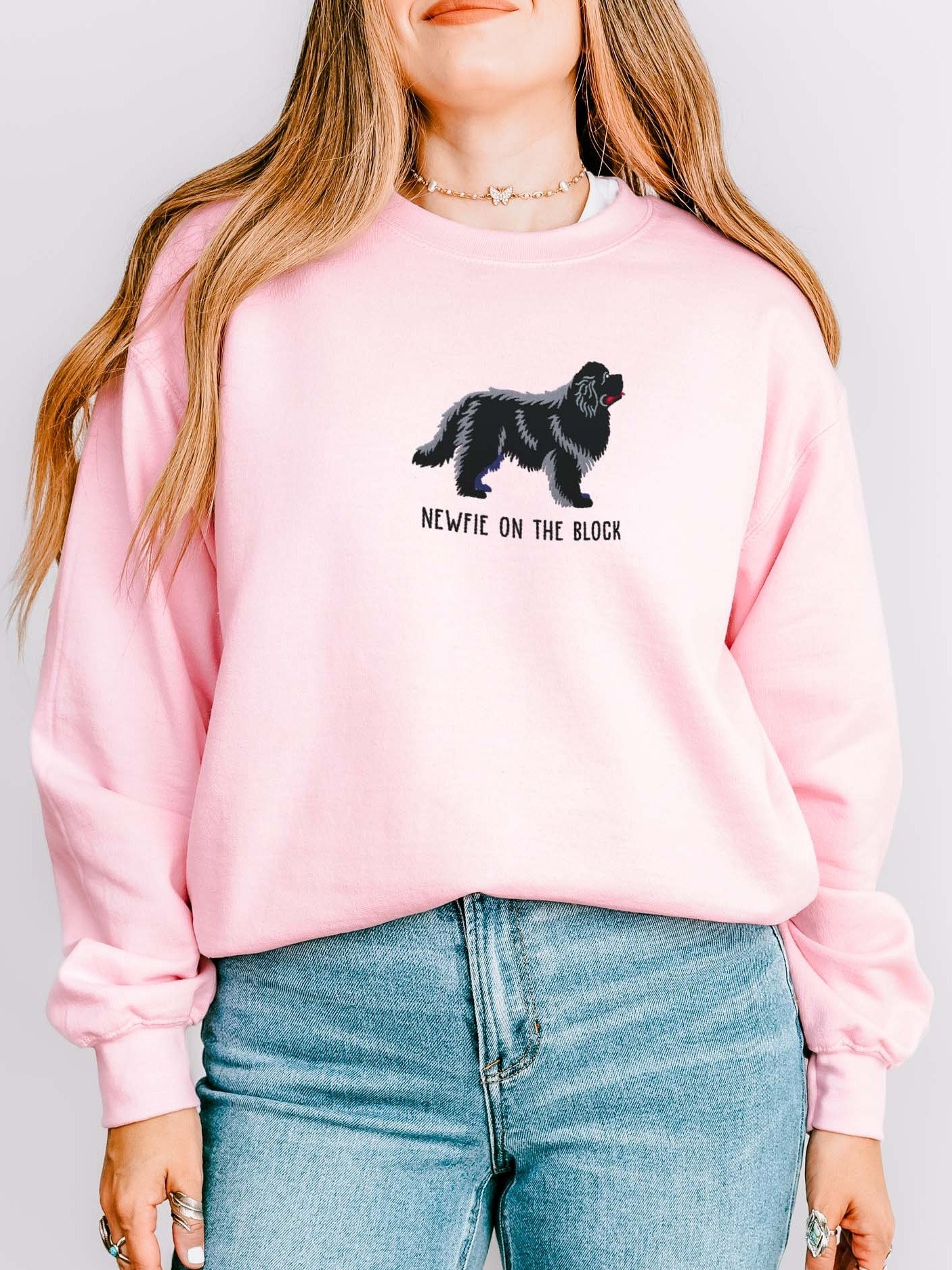 Newfie on the Block Sweatshirt (Embroidered) of a Newfoundland(Black) product image (2)