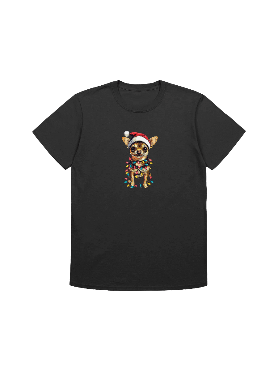 Cute Santa Chihuahua Tangled In Colorful Christmas Lights Unisex Christmas T-Shirt product image (2)