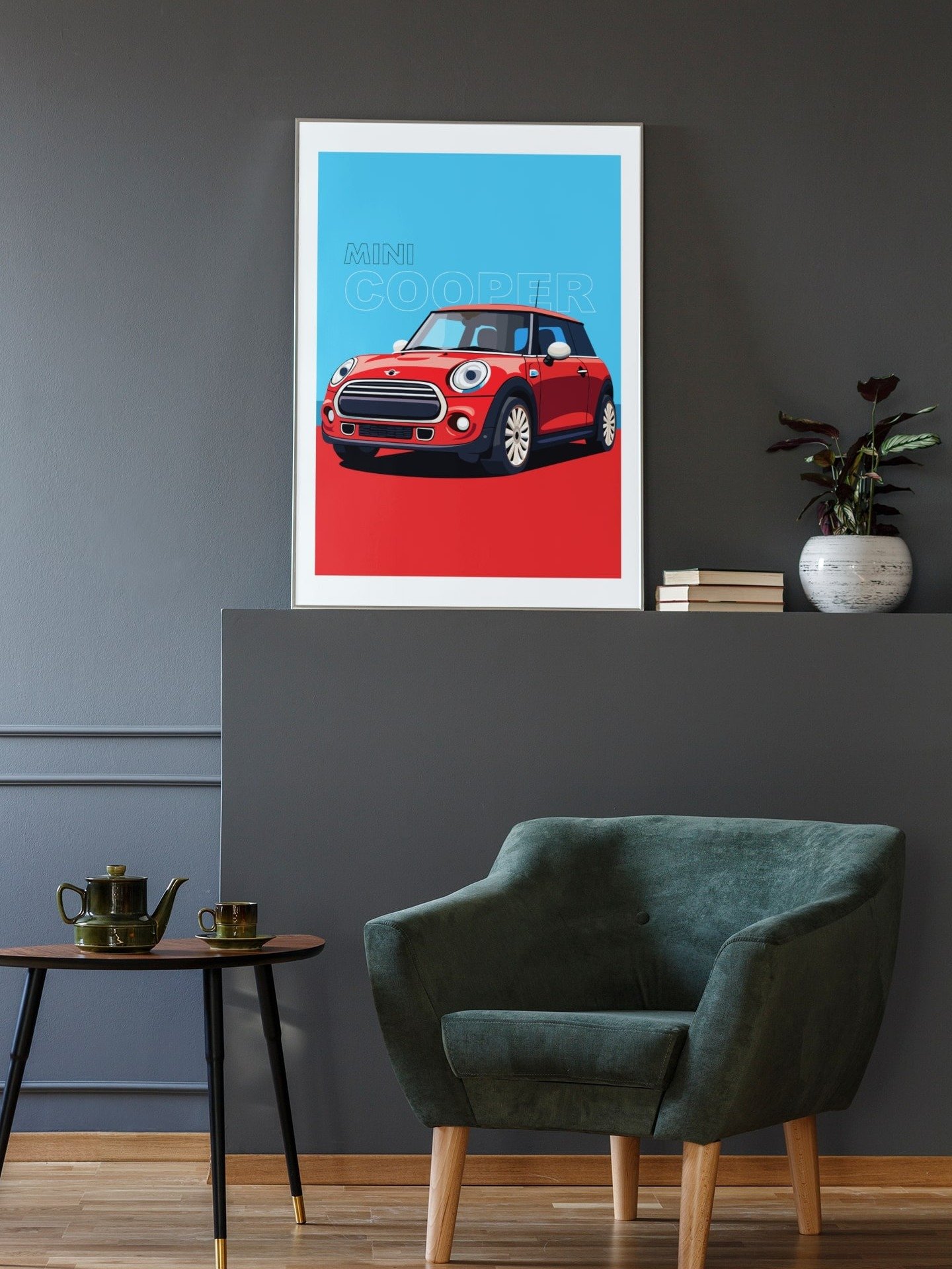 Iconic Mini Cooper Wall Art Print, Classic British Car Poster, Modern Vehicle Illustration, Auto Enthusiast Gift, Retro Car Collector Decor product image (2)