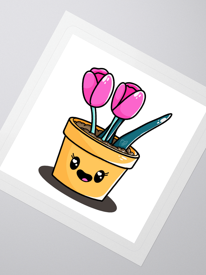 Cute Tulip Potted Plant Kiss Cut Sticker product image (2)