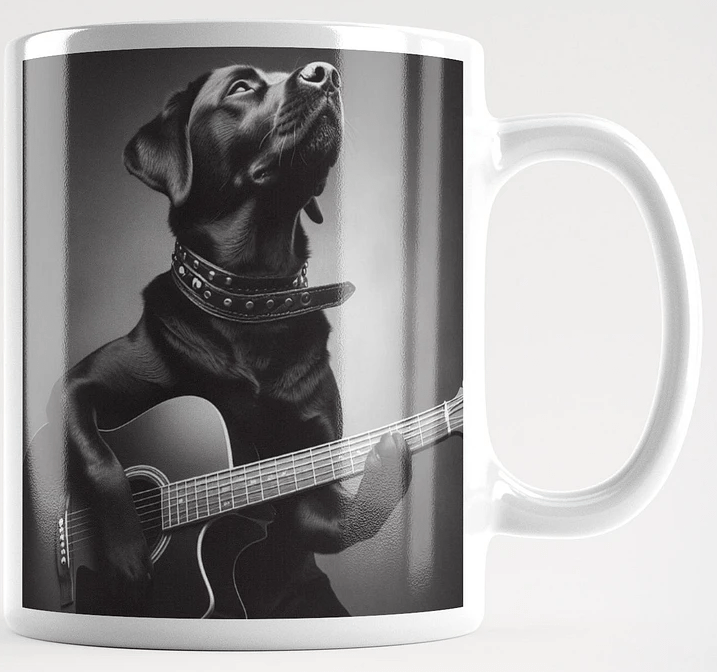 "Guitar Playing Labrador" #Stylish Glossy White Mug product image (1)