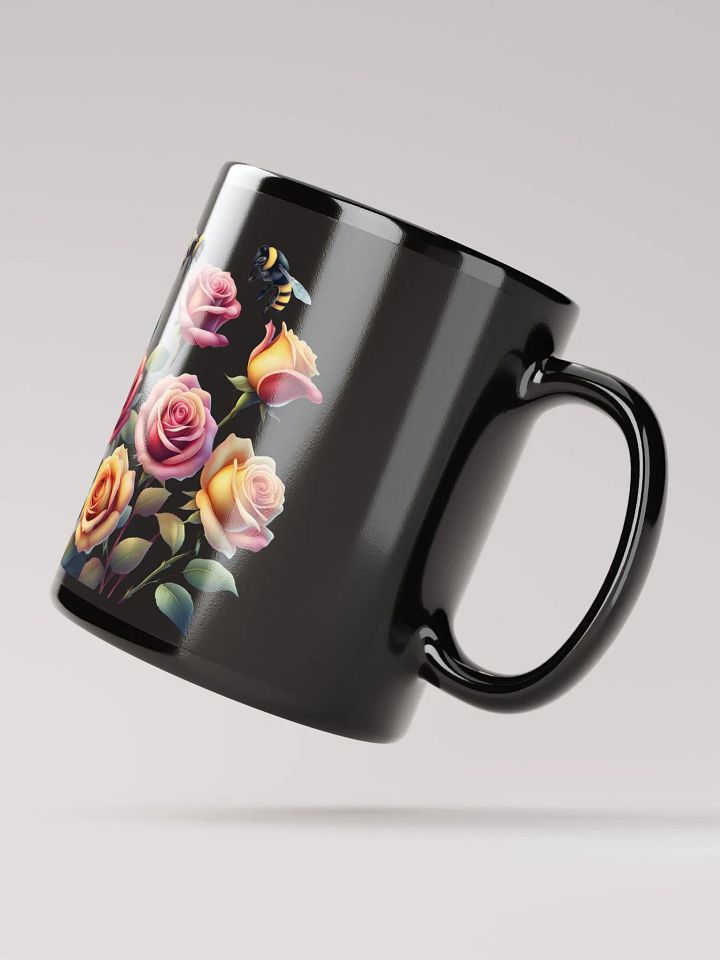 Honey Bees and Roses Graphical Design Black Mug product image (3)