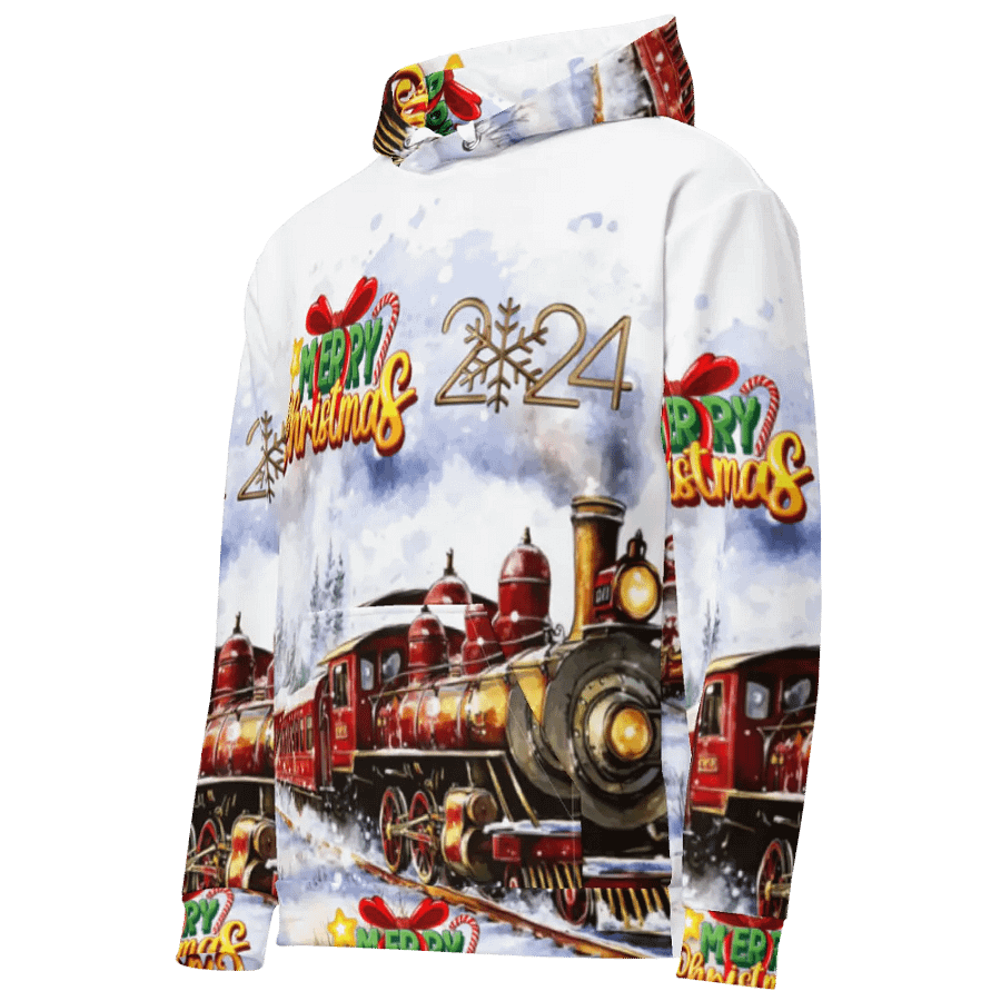 Snowy Steam Train Christmas Hoodie product image (6)