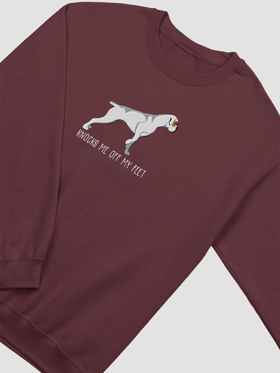 Knocks Me Off My Feet Sweatshirt (Embroidered) of a Boxer(White) product image (9)