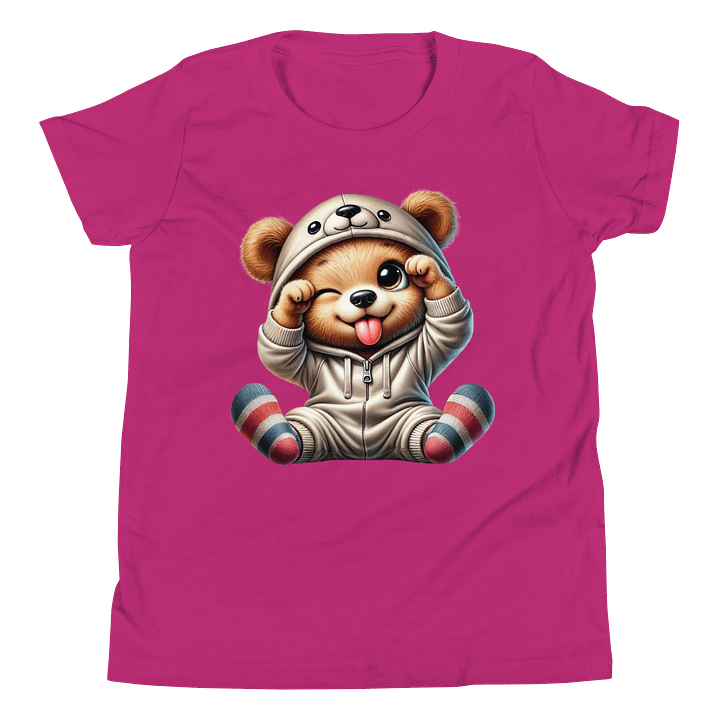 Playful Baby Bear in Hoodie Youth T-Shirt product image (2)