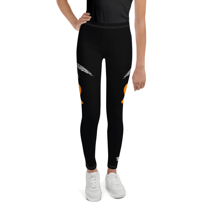 White HApex Gear White Logo Cancer Awareness Orange Ribbon. Black Youth Leggings product image (1)