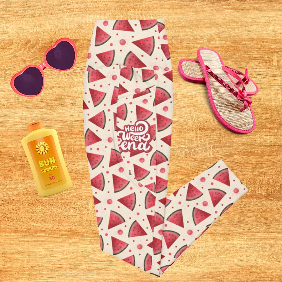 Hello Weekend Watermelon All Over Print Leggings product image (4)