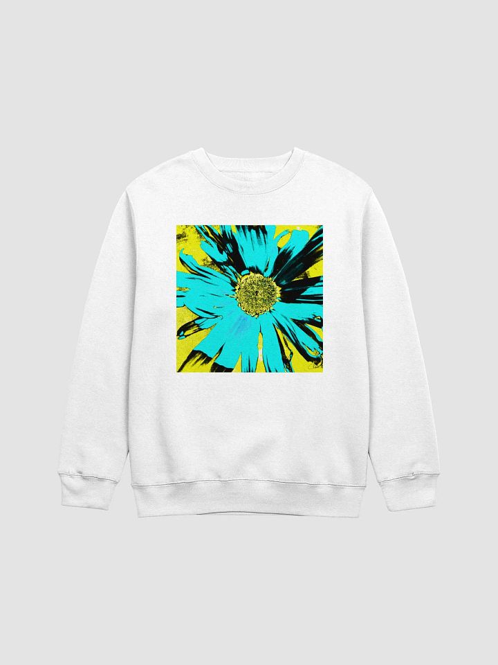 Abstract Yellow, Turquoise and Black Daisy Flower Ladies Crew Neck Sweatshirt product image (2)