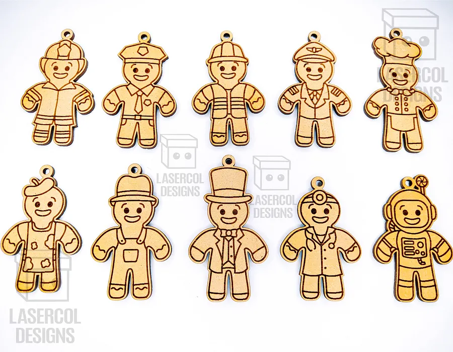 Gingerbread Cookies Christmas Ornaments Set 3 - Laser Cut Files product image (9)
